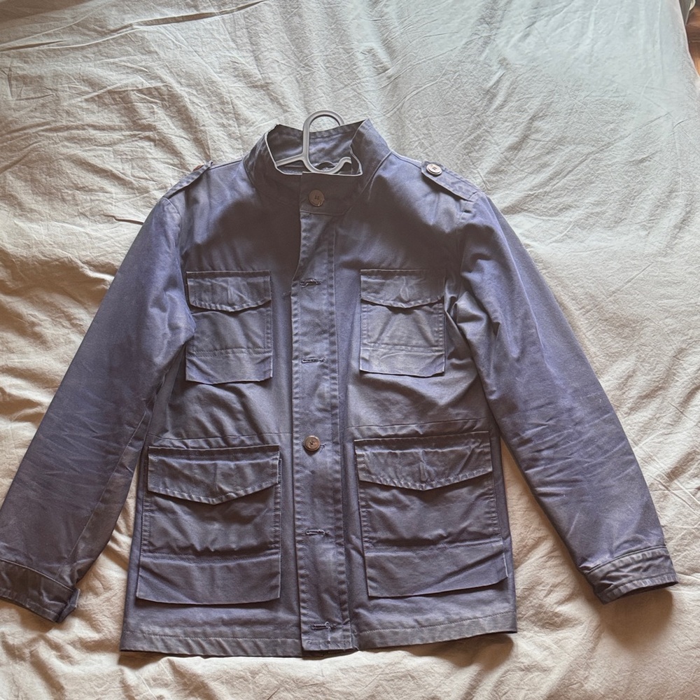 Men's Waxed Cotton Navy Blue Military Field Jacket